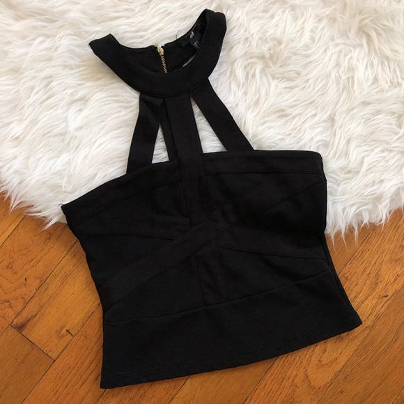 H&M Tops - H&M Black Zip-Back Bandage Cut Out Top